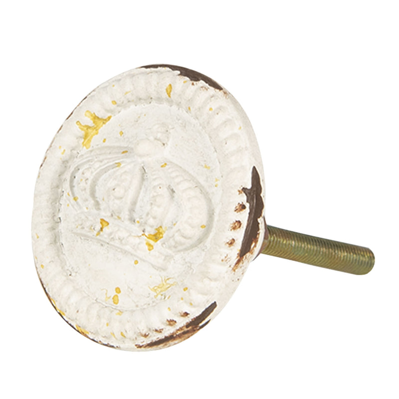 4er-Set Möbelknöpfe, Modell ROYAL SEAL, aus feinem Metall, creme antik vintage, Kronen Prägung, 4 cm Durchmesser, Vintage-Stil, als Griffe zum Aufziehen mit Dekor