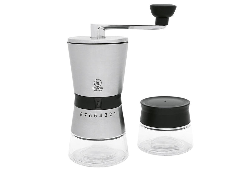 LEOPOLD Geschenkset Kaffeemühle Bologna mit Glasbehälter