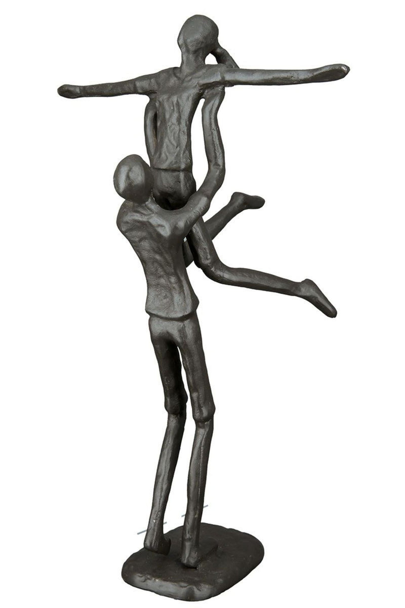 Große 24 cm hohe Design Figur, Skulptur mit Umsetzungsmotto, HEBEFIGUR, aus Eisen BRÜNIERT, durch kunstvollen Stil in Szene gesetzt, Größe 24 x 15 x 12 cm, tolle kreative Geschenkidee