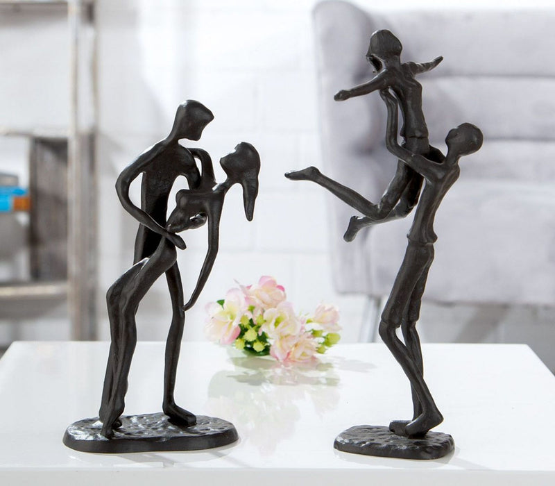 Große 24 cm hohe Design Figur, Skulptur mit Umsetzungsmotto, HEBEFIGUR, aus Eisen BRÜNIERT, durch kunstvollen Stil in Szene gesetzt, Größe 24 x 15 x 12 cm, tolle kreative Geschenkidee