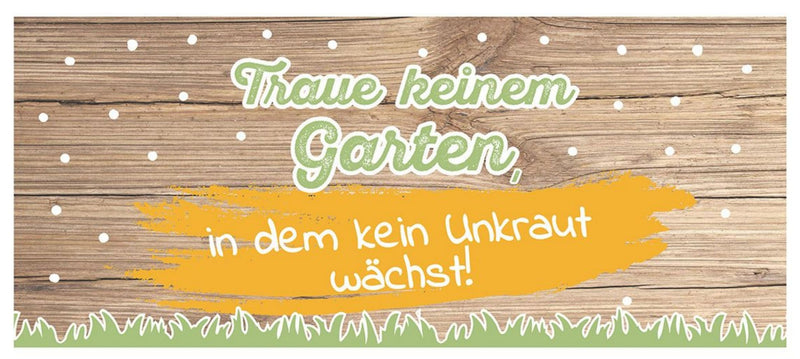Vintage Outdoor Metallschild, Modell: TRAUE KEINEM GARTEN..., Material Metall , Maße 35 x 15 cm, Holzlook, ideal für Garten, Terrasse, Bar, Cafe, Cafeteria oder einfach Zuhause.