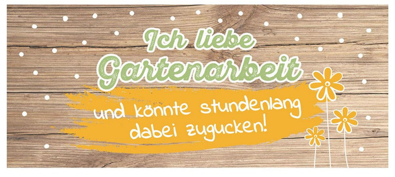 Vintage Outdoor Metallschild, Modell:  ICH LIEBE GARTENARBEIT..., Material Metall , Maße 35 x 15 cm, Holzlook, ideal für Garten, Terrasse, Bar, Cafe, Cafeteria oder einfach Zuhause.