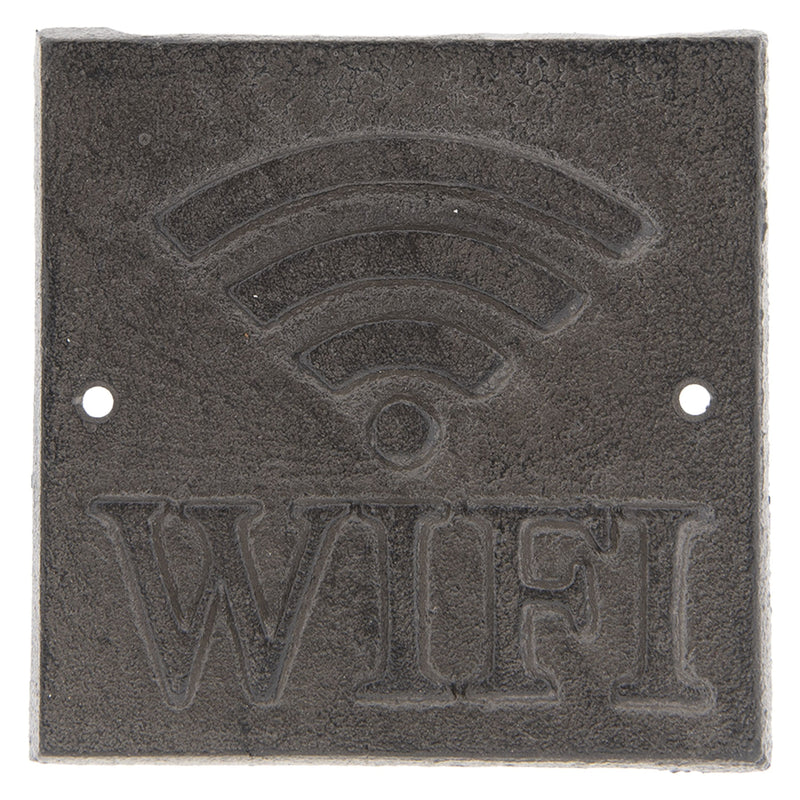 Wifi Hinweisschild aus Gusseisen, Prägung, Retro Vintage Stil, Maße 13 x 13 cm, antiker Look, ideal für Gastro und Zuhause