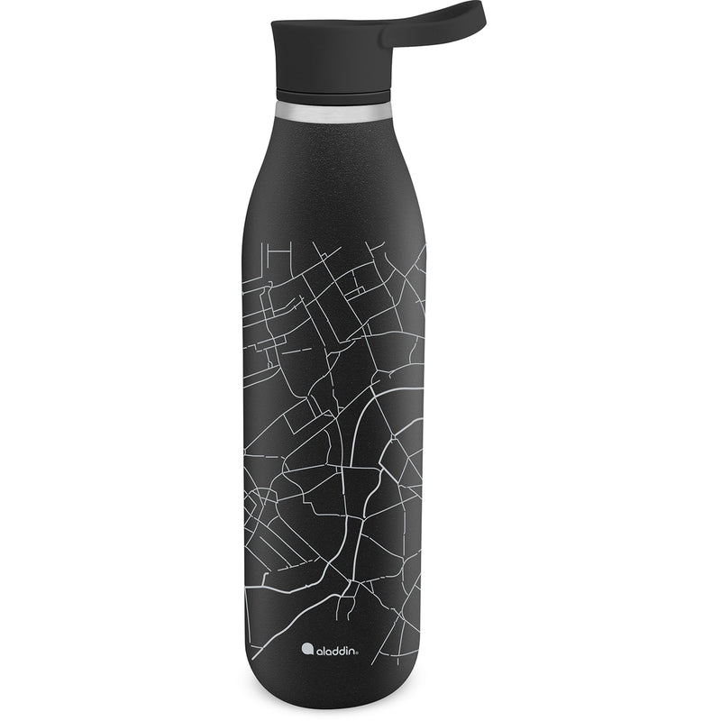 CityLoop Isolierflasche, 0,6L, Lava-Schwarz + Print
