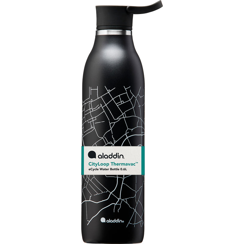 CityLoop Isolierflasche, 0,6L, Lava-Schwarz + Print