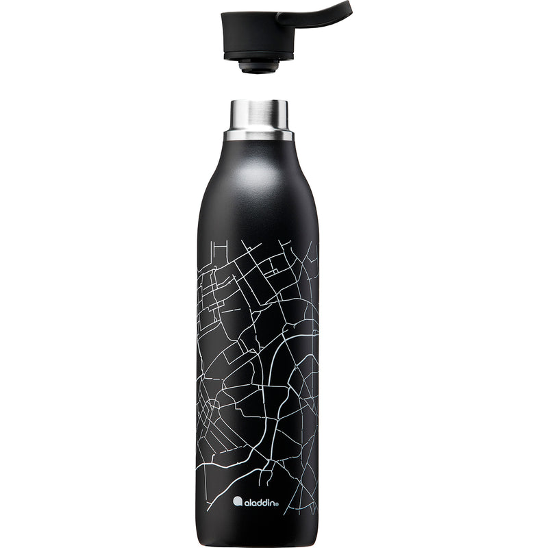 CityLoop Isolierflasche, 0,6L, Lava-Schwarz + Print