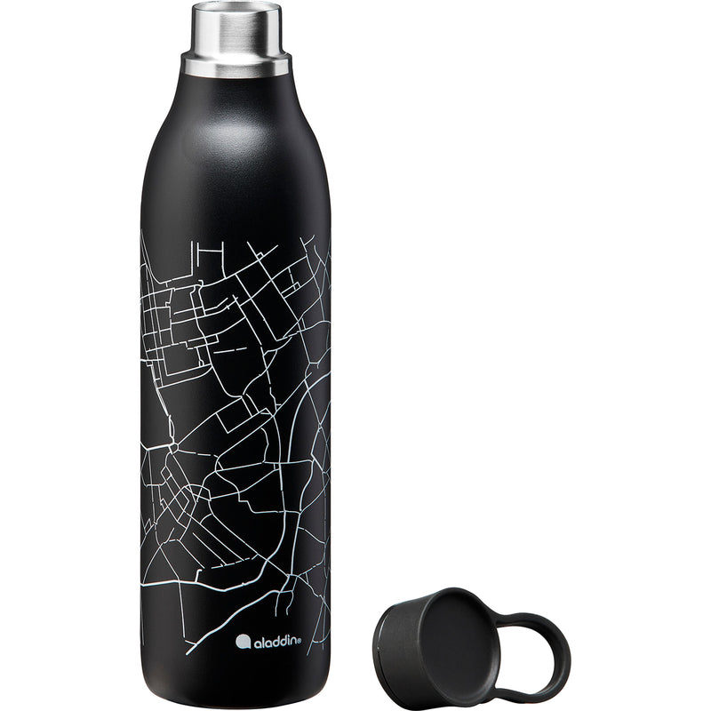 CityLoop Isolierflasche, 0,6L, Lava-Schwarz + Print