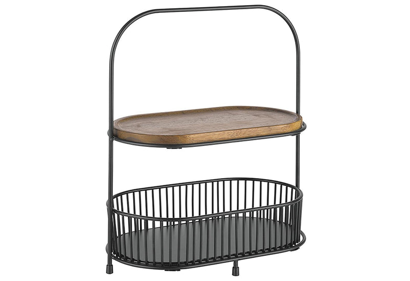 APS Etagere Metall/Akazienholz (inkl. 2 Körbe, 2 Bretter) 31x17cm schwarz