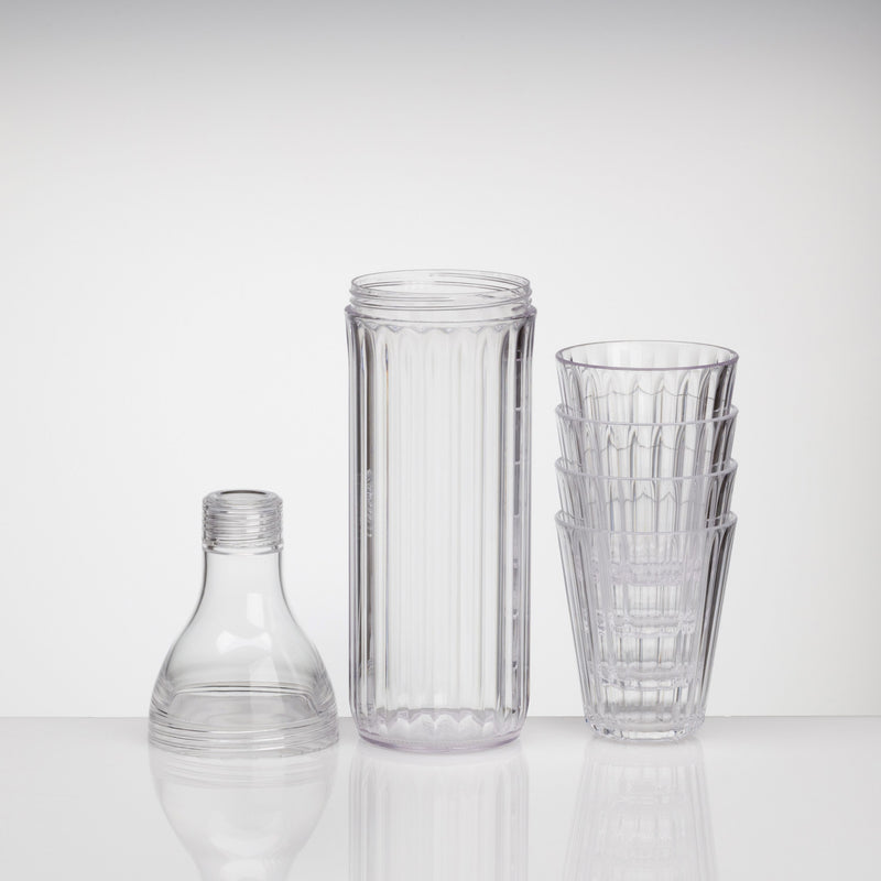 FLAMEFIELD Getränkeset Flasche + 4 Becher Acryl klar