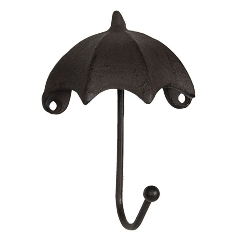 Vintage 2er Set Wandhaken in Form von Regenschirmen, Modell UMBRELLA COUNTRY, Gusseisen mit abgerundeter Aufnahme, je Haken 13 x 10 x 5 cm