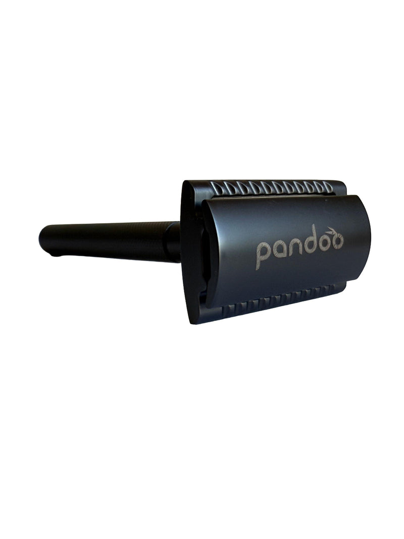 PANDOO Metall Rasierhobel inkl. 10 Klingen schwarz ohne Halterung