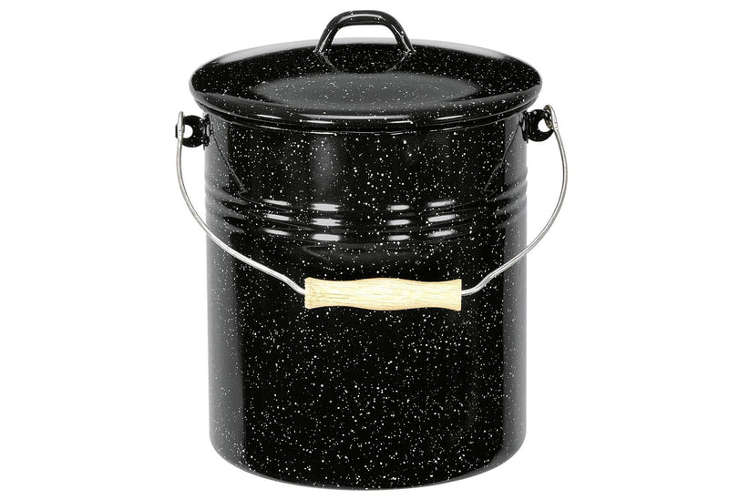 KARL KRÜGER Mülleimer 5l mit Deckel schwarz-weiß gesprenkelt