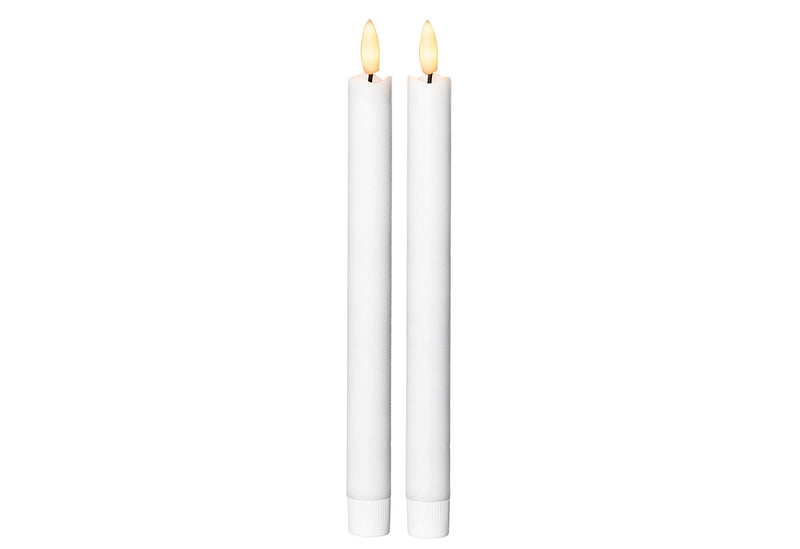 STAR TRADING Leuchterkerze Flamme LED mit Timer 25x2,1cm weiß 2 Stück
