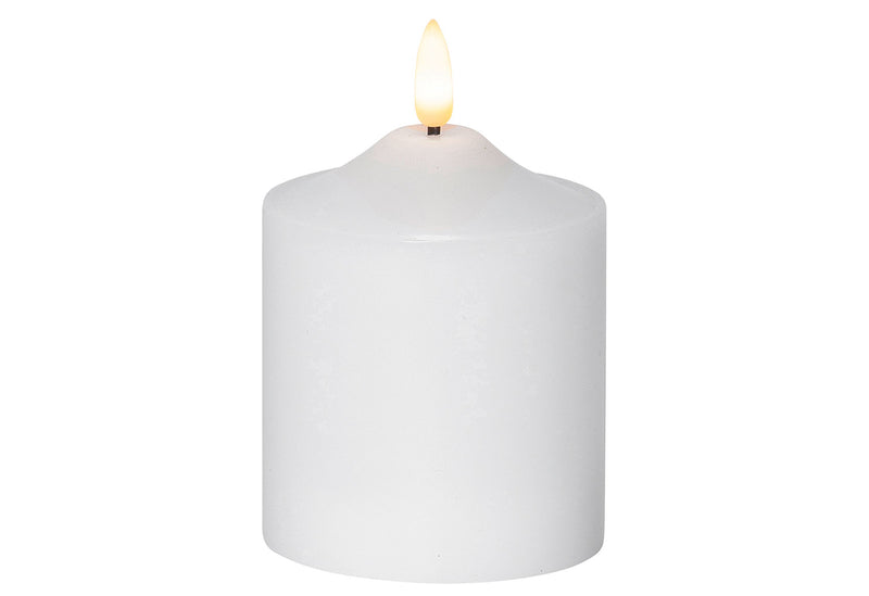 STAR TRADING Kerze Flamme LED mit Timer 12x7,5cm weiß