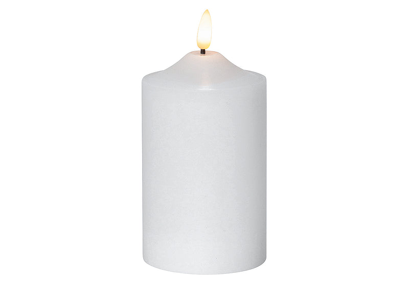 STAR TRADING Kerze Flamme LED mit Timer 15x7,5cm weiß