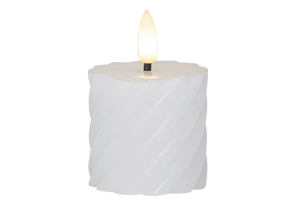 STAR TRADING LED-Echtwachs-Kerze Flamme Swirl Votive 7,5x5cm weiß 2Stück