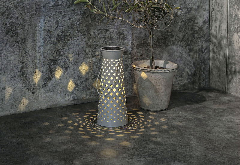 STAR TRADING LED Solar Deko Romby Laterne 13x32cm grau