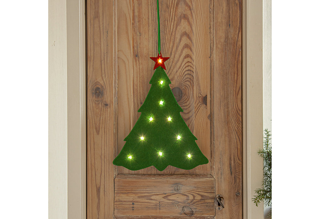 STAR TRADING LED Dekoration Tannenbaum Filz z.H. 25x30cm grün