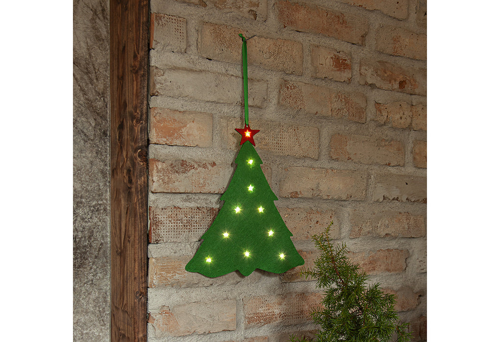 STAR TRADING LED Dekoration Tannenbaum Filz z.H. 25x30cm grün