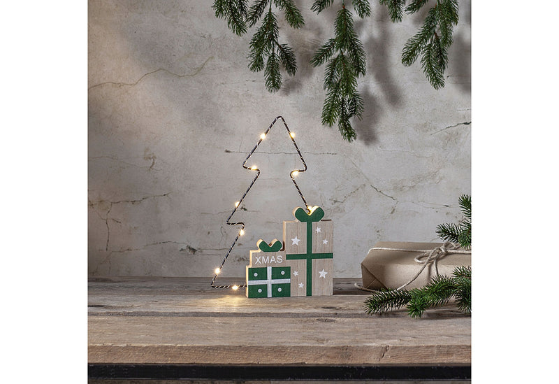 STAR TRADING LED Dekoration Jolly Tanne Batterie Timer 19x27cm bunt