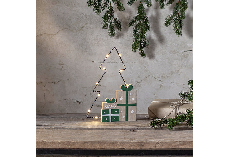 STAR TRADING LED Dekoration Jolly Tanne Batterie Timer 19x27cm bunt