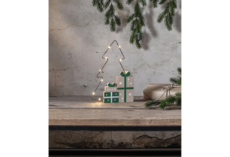 STAR TRADING LED Dekoration Jolly Tanne Batterie Timer 19x27cm bunt