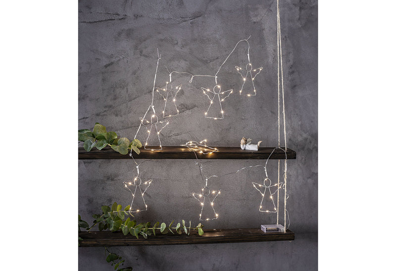 STAR TRADING Lichterkette LED Angela Metall Batterie 8tlg. 2 m silber