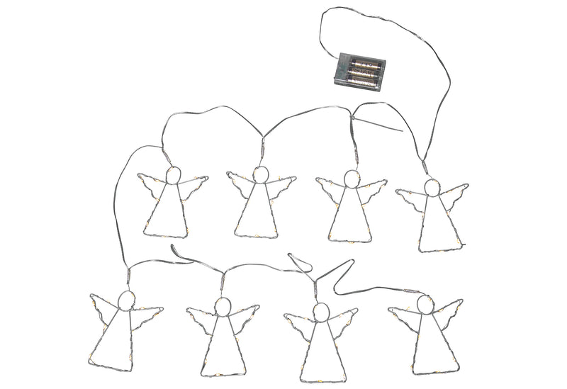 STAR TRADING Lichterkette LED Angela Metall Batterie 8tlg. 2 m silber