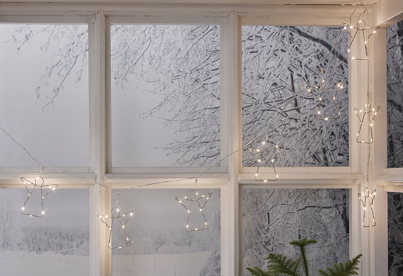 STAR TRADING Lichterkette LED Angela Metall Batterie 8tlg. 2 m silber