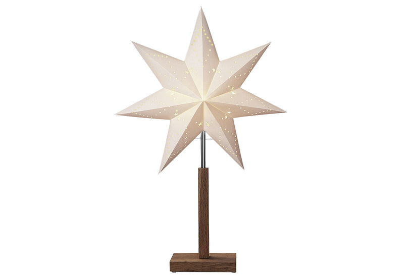 STAR TRADING Standleuchte Stern Karo Mini Akazie/Papier