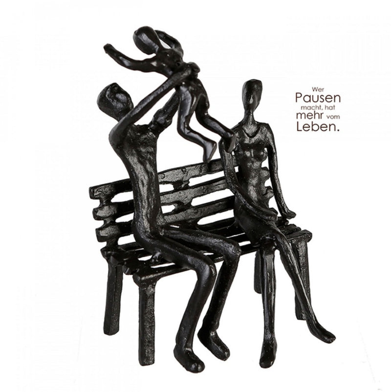 Themen Figur, Skulptur mit Spruch und Weisheit, „  WER PAUSEN MACHT, HAT MEHR VOM LEBEN  “ , aus Eisen BRÜNIERT, durch wundervolles Design in Szene gesetzt, 16 x 11 x 10 cm, tolle Geschenkidee