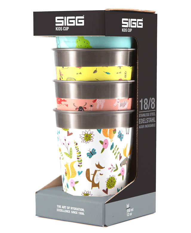 SIGG Kindertrinkbecher Wildlife 0,35l Edelstahl 4er Set