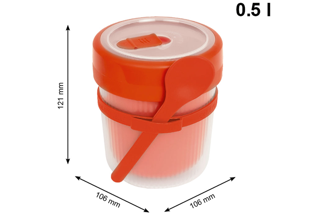 ROTHO Thermotasse Memory B3 0,5l mit Löffel papaya rot