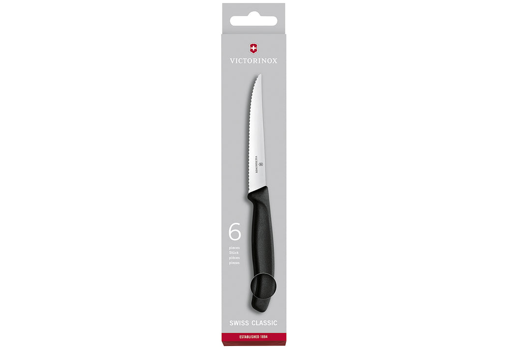 VICTORINOX Steakmesser Swiss Classic schwarz 6er Pack