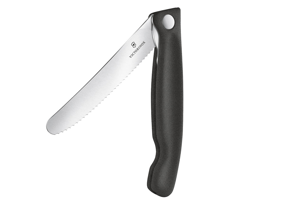 VICTORINOX Gemüsemesser Swiss Classic faltbar Wellenschliff schwarz Blister