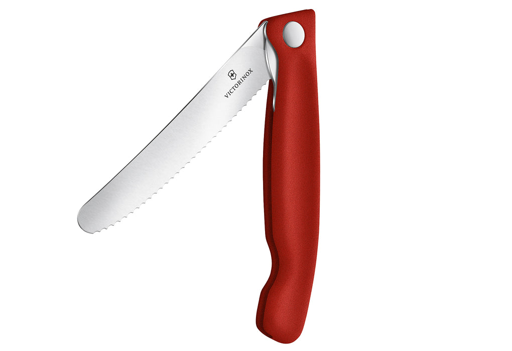 VICTORINOX Gemüsemesser Swiss Classic faltbar Wellenschliff rot Blister