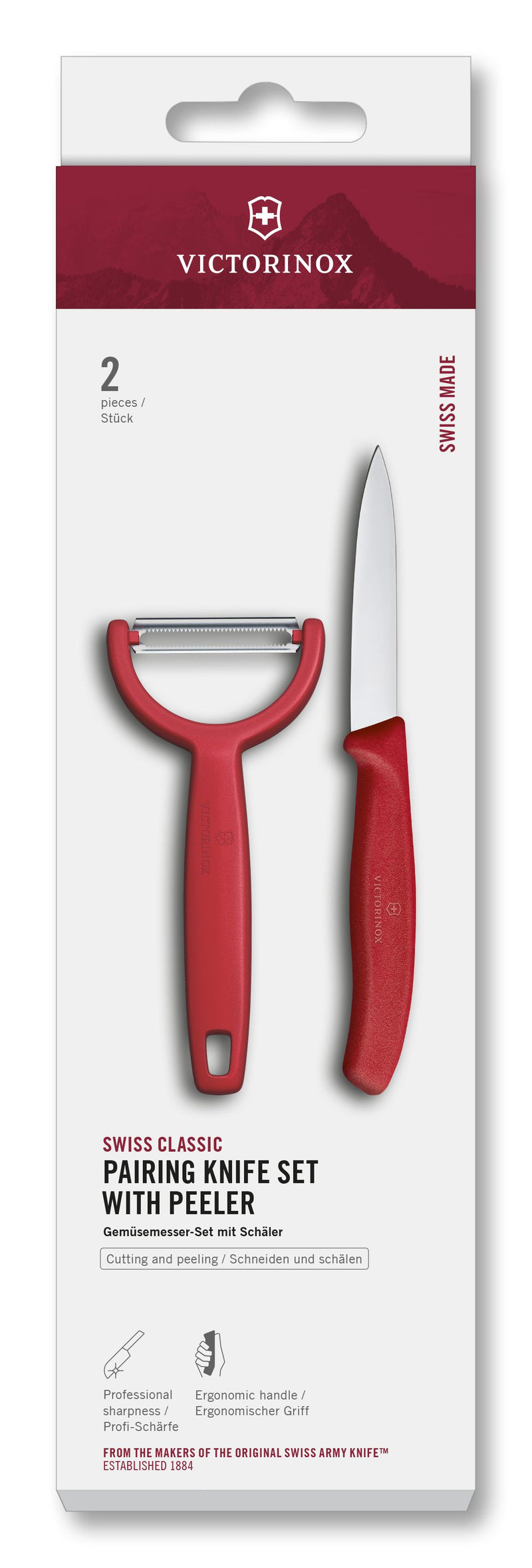VICTORINOX Gemüsemesser mit Y-Schäler rot 2teilig