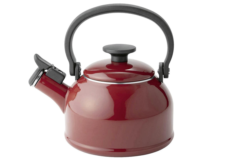 FUJIHORO Pfeifender Wasserkessel Cotton Emaille 1,6l rot
