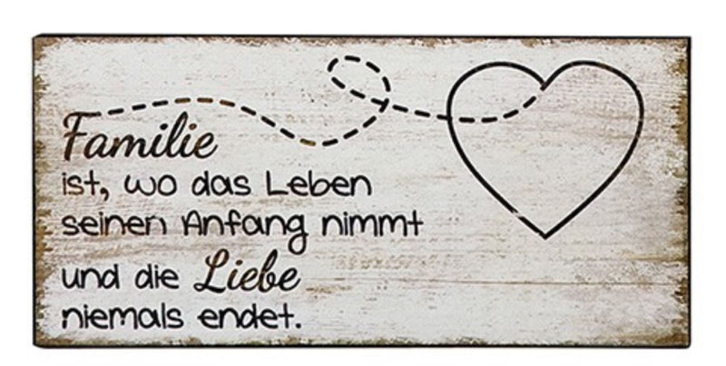 Vintage Retro Dekoschild, Material Metall , Maße 21 x 10 cm , Weisheit Zuhause/Familie mit Spruch: Familie ist, wo das Leben seinen Anfang nimmt.....