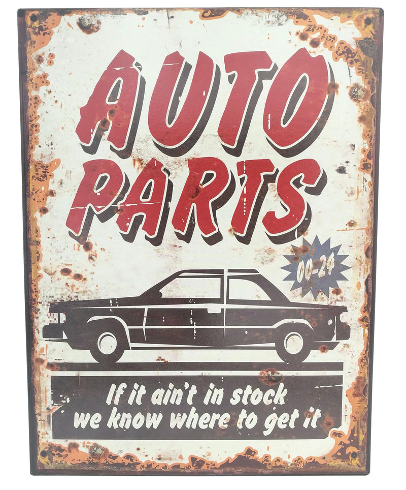 Metallschild Vintage für Garage und Zuhause, Autoparts if it ain‘t in stock we know were to get it,  33 x 25 cm