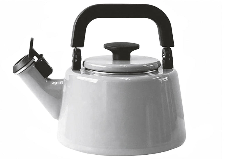 FUJIHORO Pfeifender Wasserkessel Cotton Emaille 2,1l grau