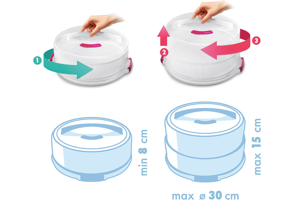 METALTEX Tortenbehälter höhenverstellbar (ø36cm incl.Griff) Ø30cm