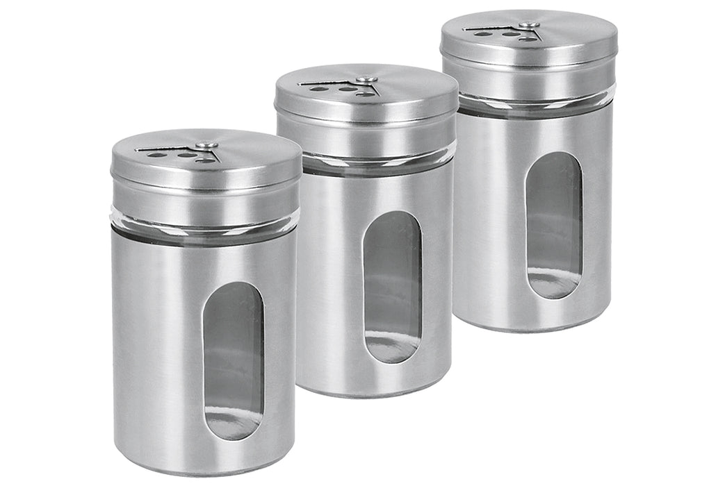 METALTEX Gewürzstreuer Glas/Inox 100ml Ø5x8cm 3er Set