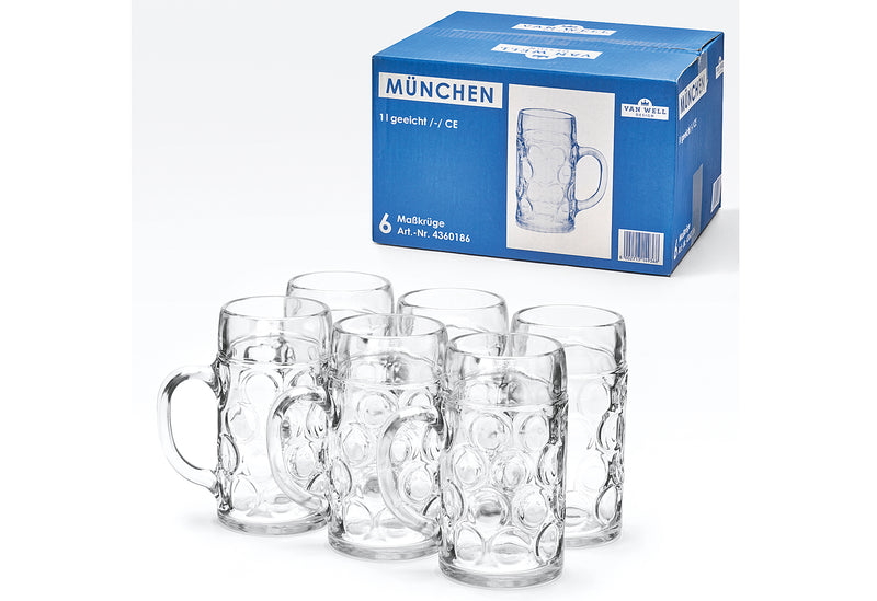 VAN WELL Maß/Bierkrug München /-/ 1l 6er Set