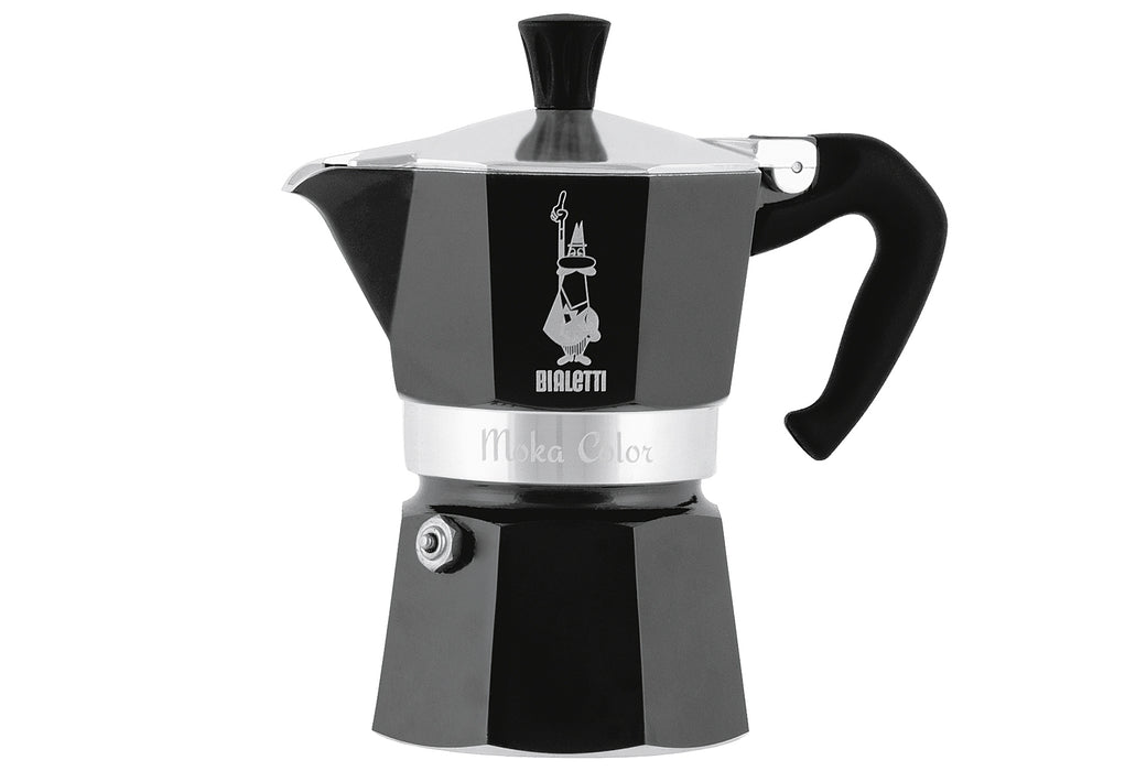 BIALETTI Espressokocher Moka Express Color 3 Tassen schwarz