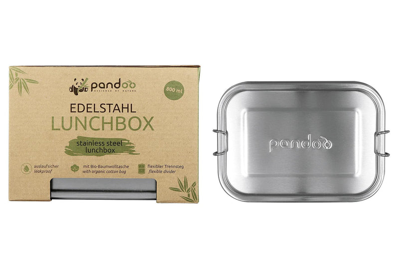 PANDOO Lunchbox Edelstahl 800ml 17,5x12,5x6cm