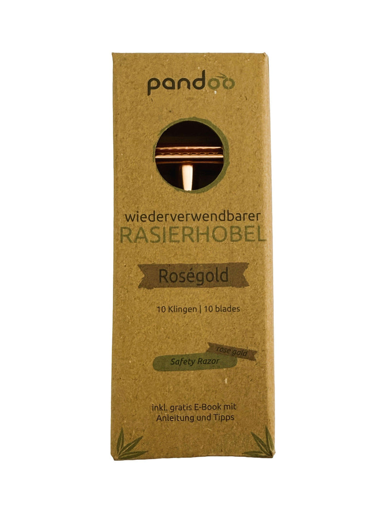 PANDOO Metall Rasierhobel inkl. 10 Klingen rosegold ohne Halterung