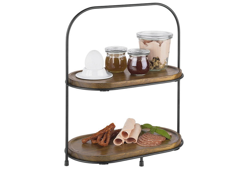 APS Etagere Metall/Akazienholz (inkl. 2 Körbe, 2 Bretter) 31x17cm schwarz