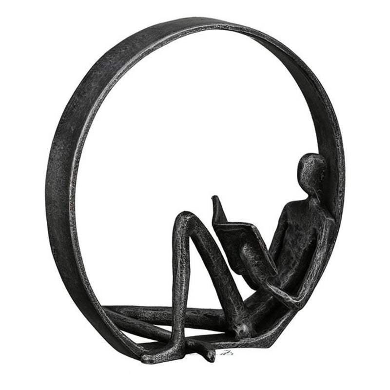 Themen Figur, Skulptur mit Spruch und Weisheit, GUTE BÜCHER.. , aus Eisen antik finish silberfarben, durch wundervolles Design in Szene gesetzt, 19 x 17 x 9 cm