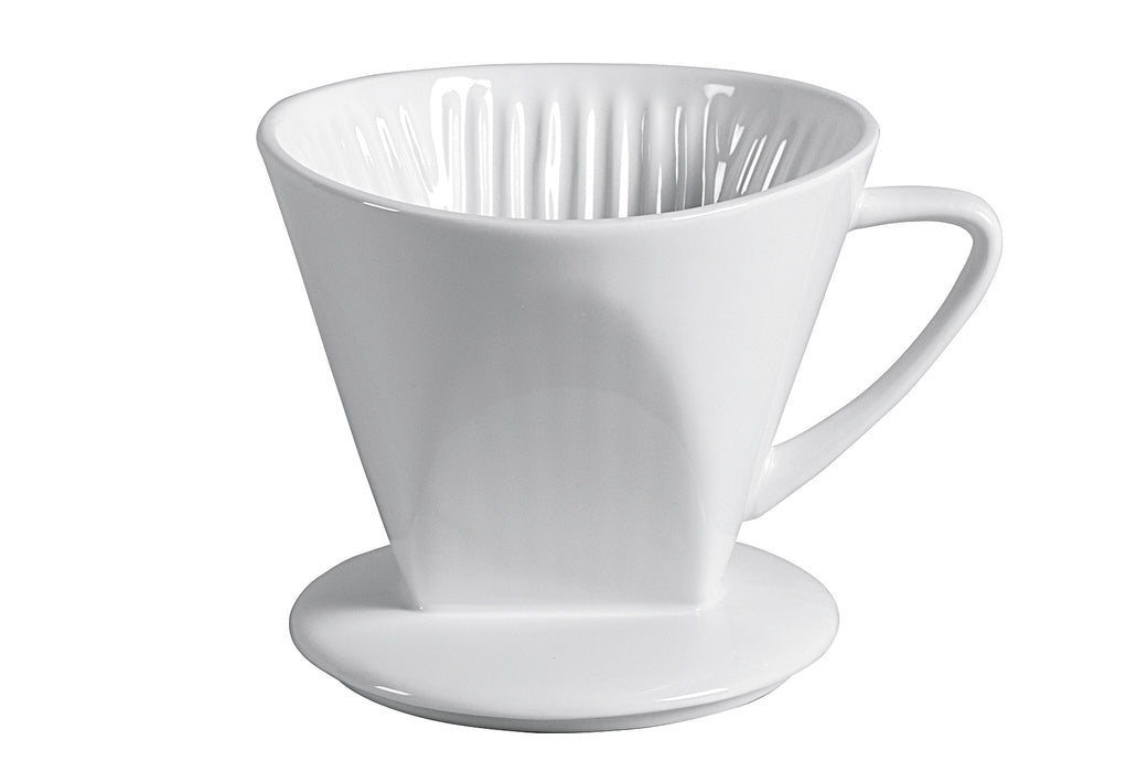 Kaffeefilter 1x4 Porzellan spülmaschinenfest 1-Loch 11,5cm Ø13cm weiß